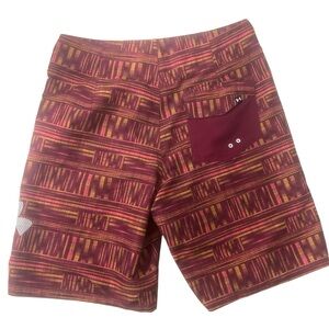 Under Armour Red and Yellow Board Shorts with Geometric Design size 30
